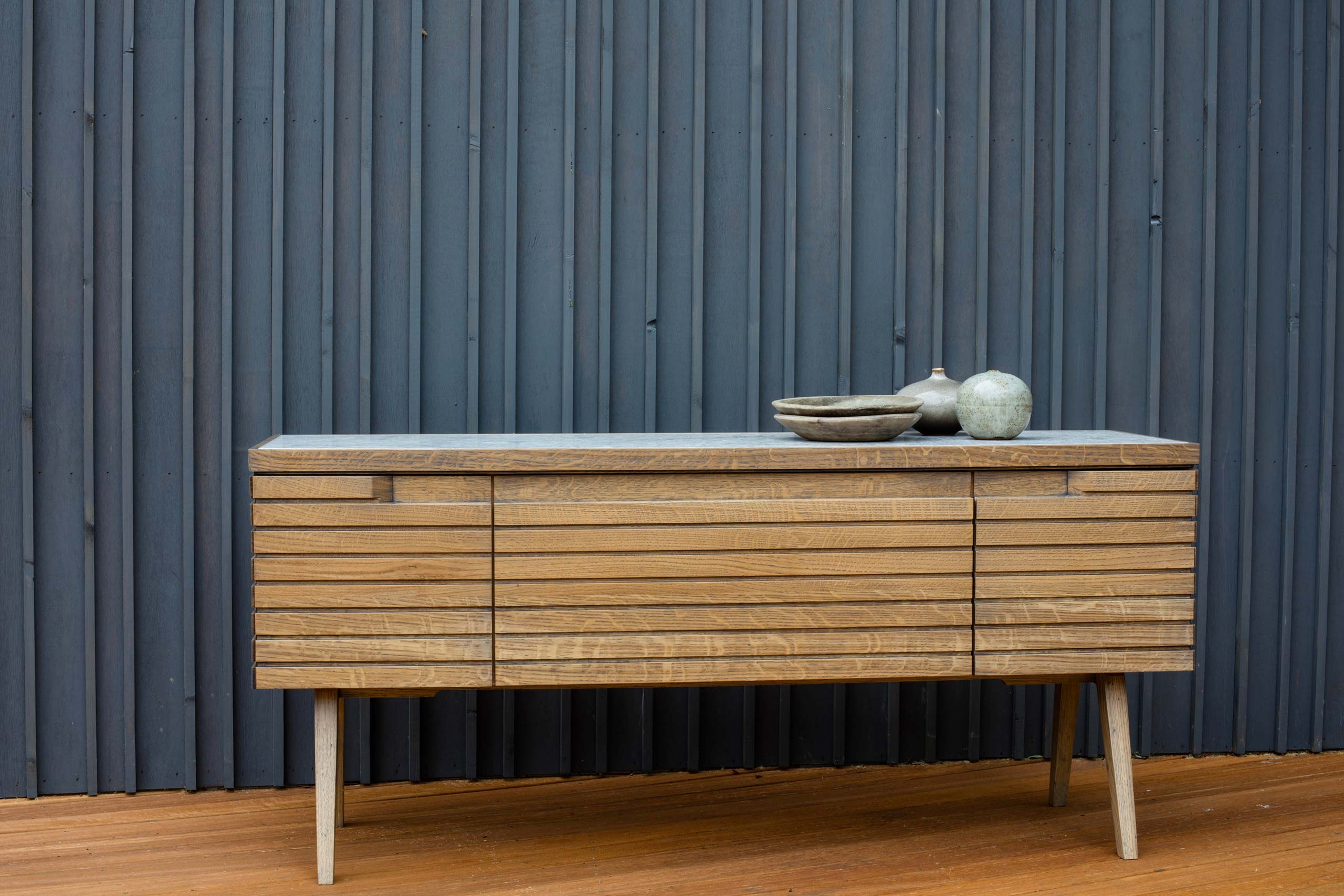 Bespoke furniture - oak sideboard with marble top